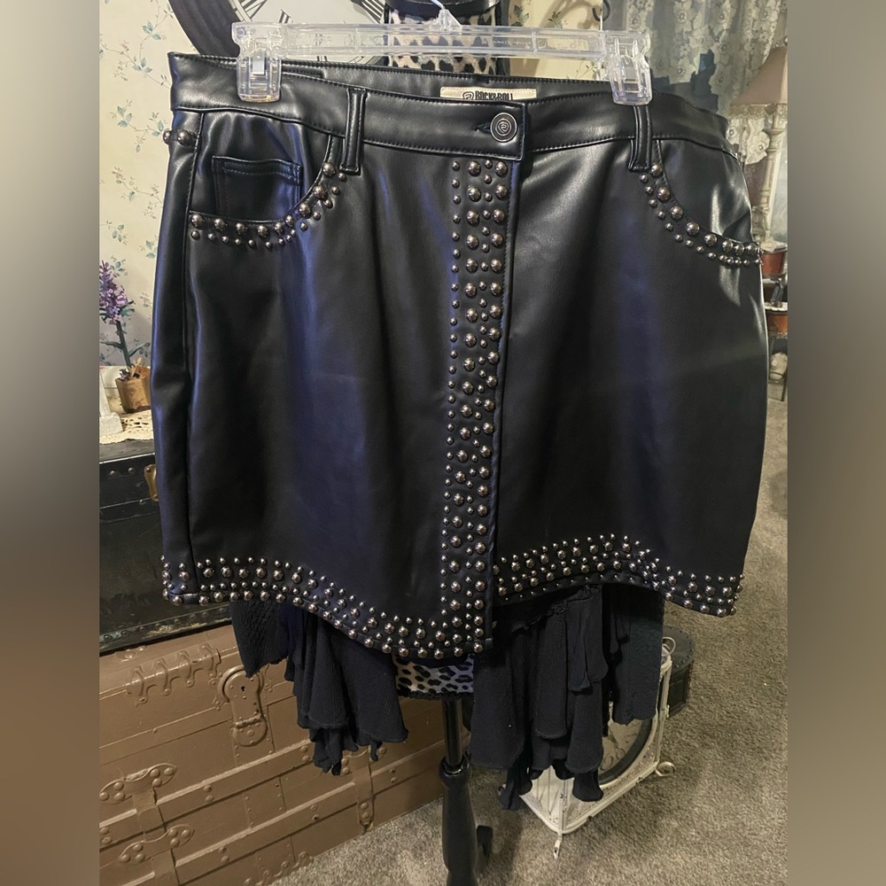 Black Studded Mini Skirt